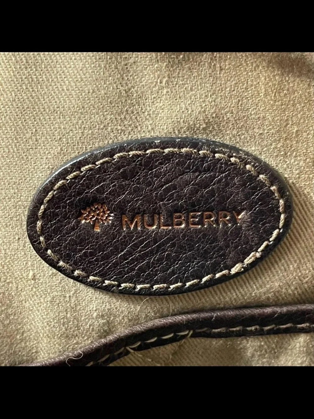 Mulberry Dark Brown Leather Messenger Bag with Brass Hardware